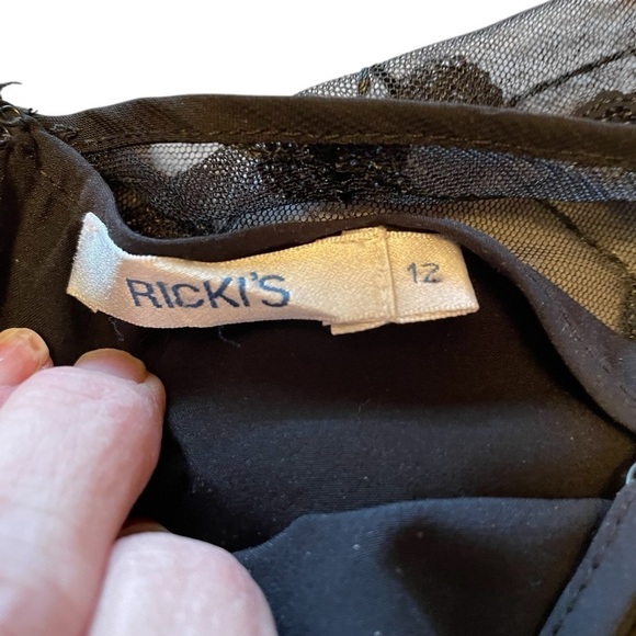 Ricki’s Black Cocktail Dress-Lined-Mesh Bodice-sequin Design-Sequin Belt-Size 12 - Picture 11 of 11